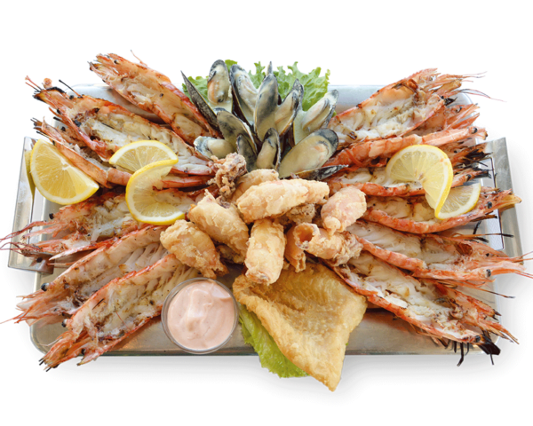 Πιατέλα Island Basket για 2 με γαρίδες, καλαμαρακι τηγανιτο, μύδια, φιλετο ψαριου