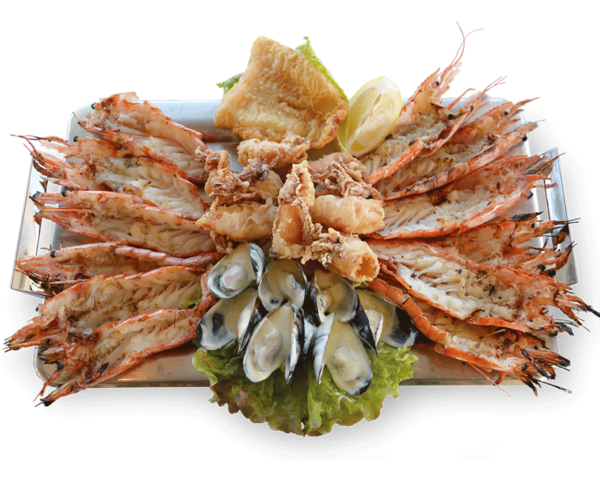 Πιατέλα Μύκονος - Γαρίδες Βασιλιας, Γαριδες Πριγκηπας, Μυδια, Φιλετο Ψαριου, Καλαμαρι τηγανιτό - Ψαροταβέρνα Island Basket